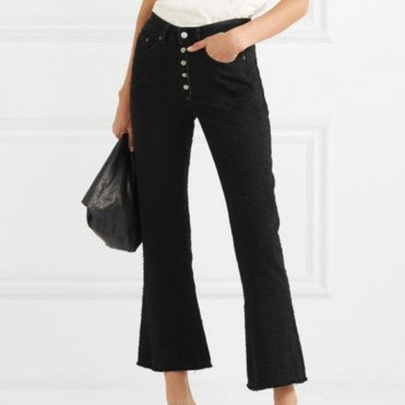 Maison Martin Margiela Denim - NEW Maison Margiela Distressed High Waist Black Denim Flare Jeans 36/6 NWT